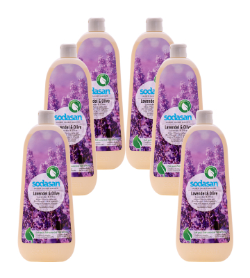SODASAN Flüssigseife Liquid Lavendel-Olive 6 x 1 Liter Pflanzenseife