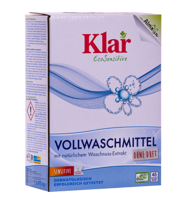 KLAR Vollwaschmittel Pulver (2,475 kg) mit nat&uuml;rlichem Waschnuss-Extrakt