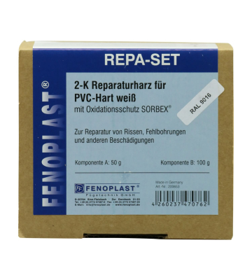 FENOPLAST Reparatur SET RAL 9016 f&uuml;r Kunststofffenster verkehrsweiss 2K Reparaturharz