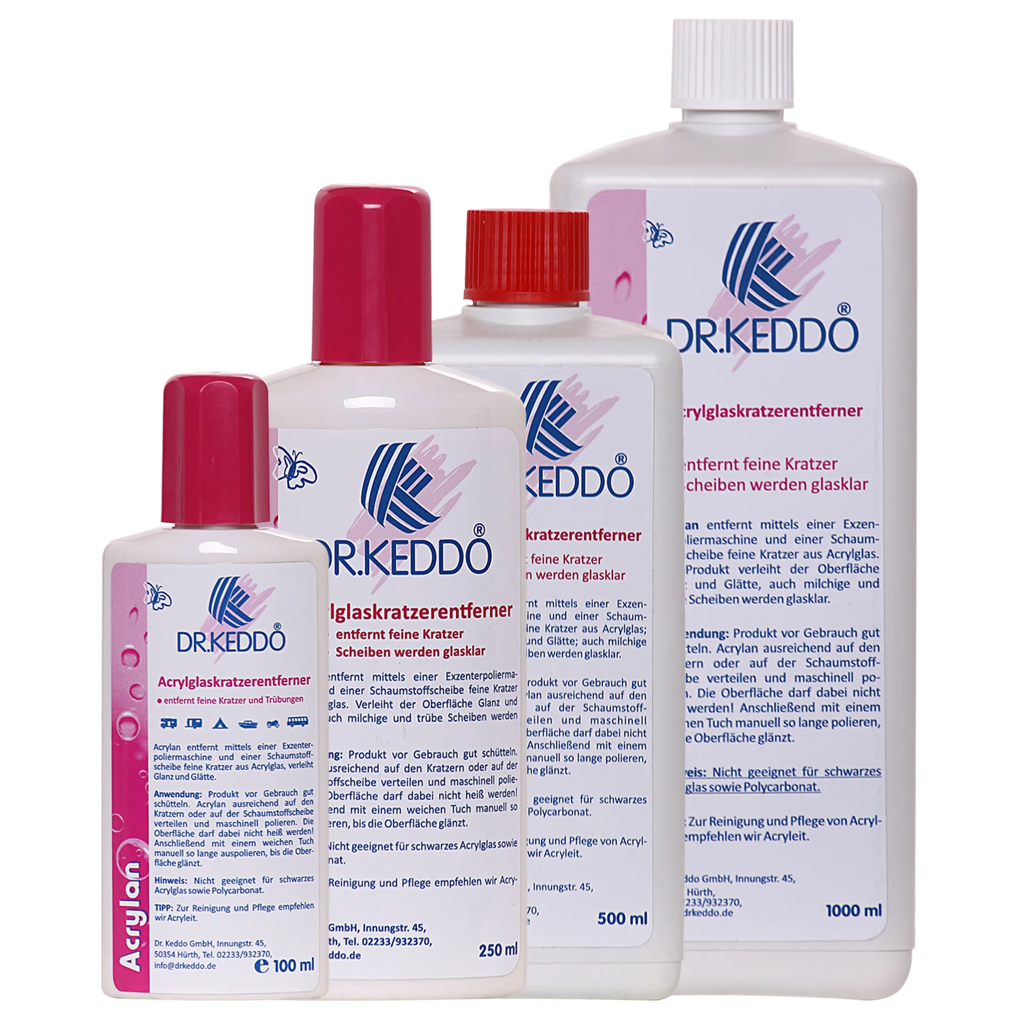 DR. KEDDO Acrylan Acrylglaskratzerentferner in verschiedenen Größengebinde