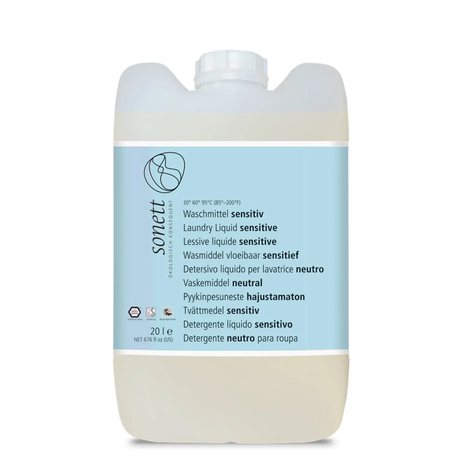 Sensitive Laundry Detergent, 20 Liter, Fragrance Free, Dye Free