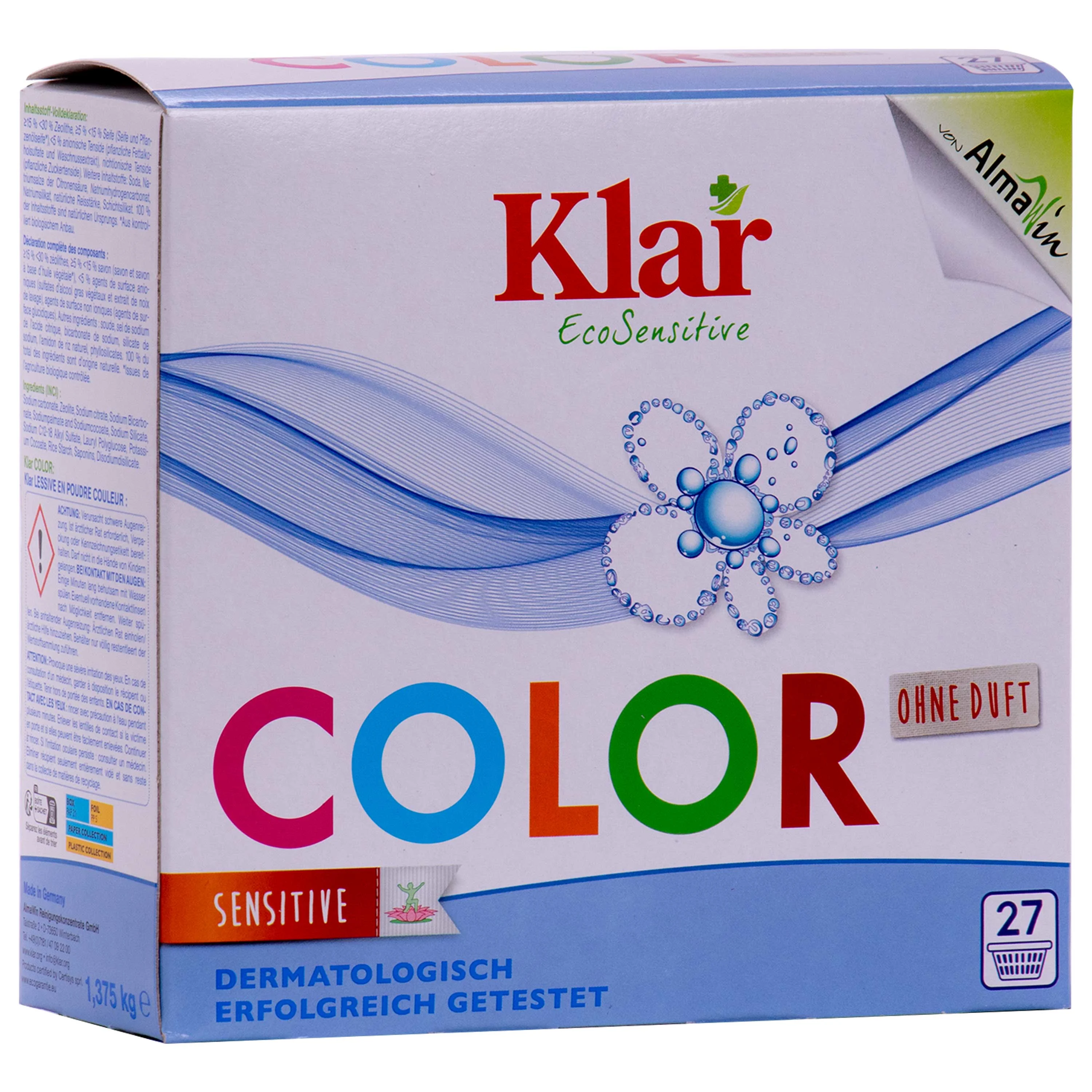 KLAR Color Waschmittelpulver ohne Duft 1,375 kg