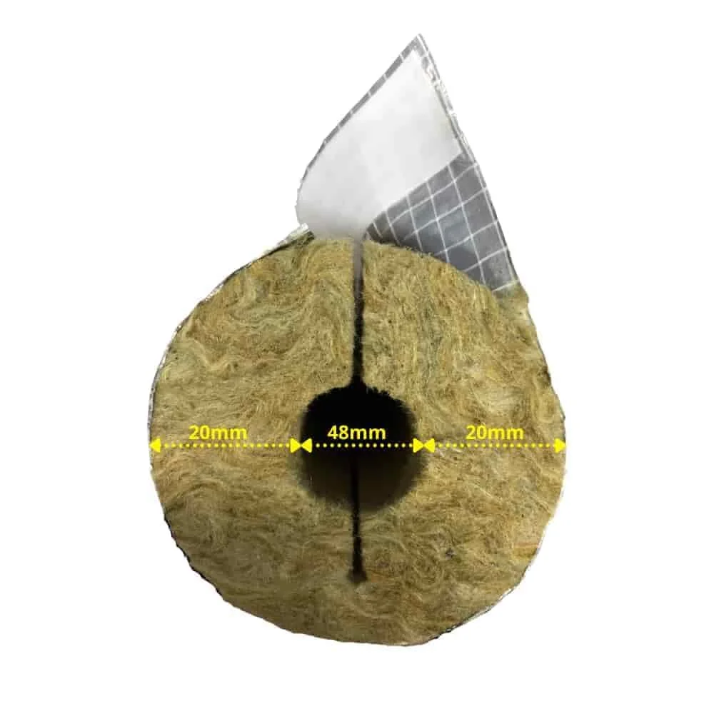 "Rohrisolierung Steinwolle, 48mm, 20mm Dämmstärke, 1m, Alu image"