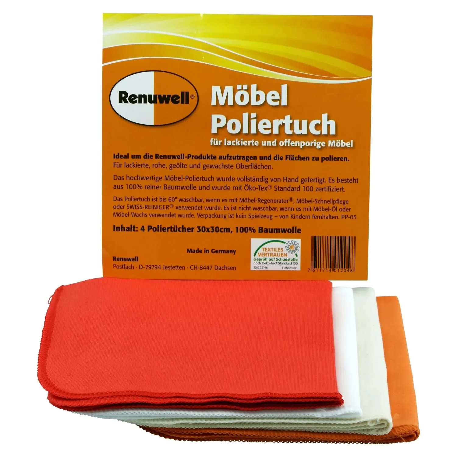 "RENUWELL Möbel Poliertuch 1 Stück 30 x 30 cm 4er Set farblich sortiert image"