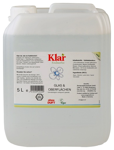 "KLAR Glas- und Oberflächenreiniger 5 Liter ohne Duft image"