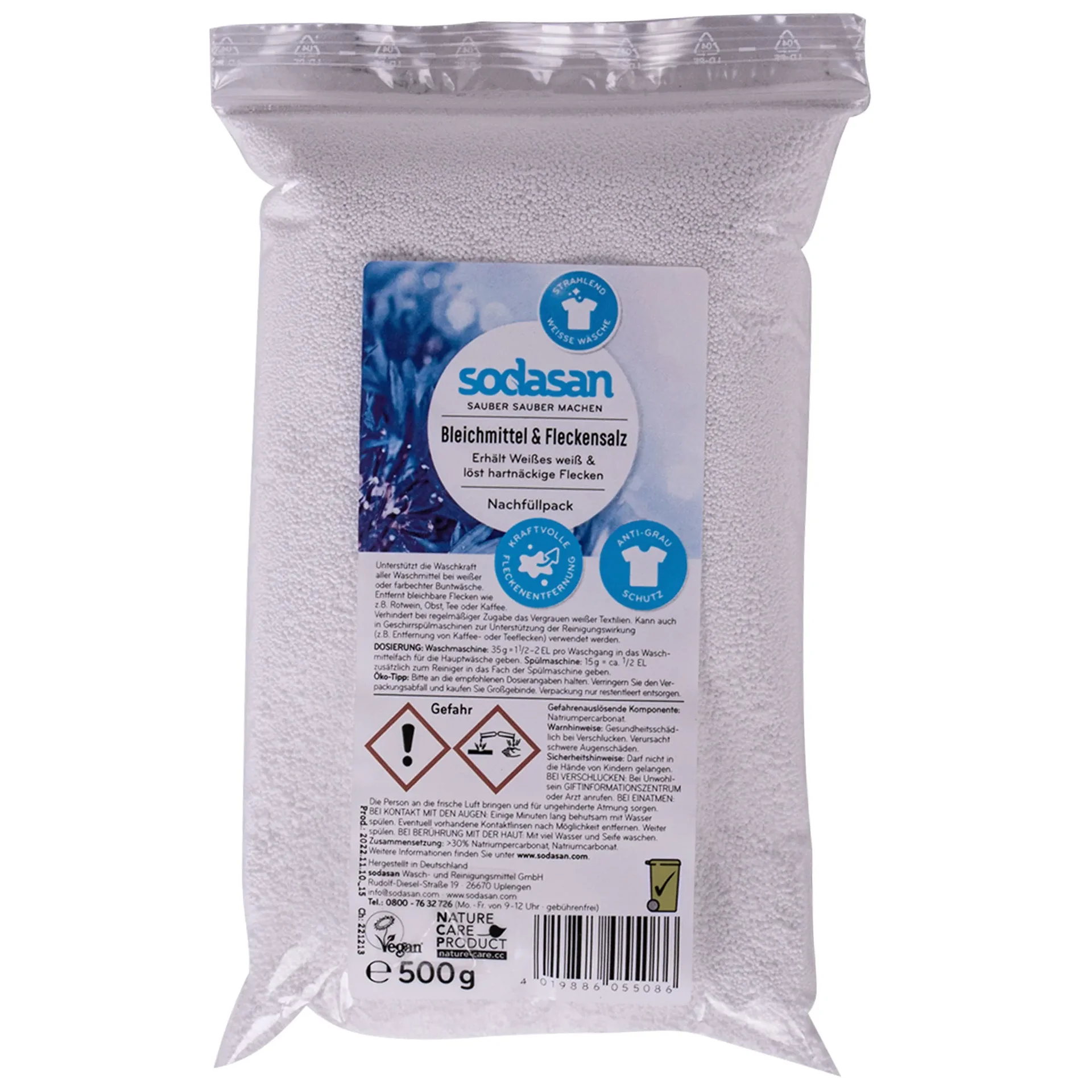 "SODASAN Bleichmittel & Fleckensalz 500 g PE-Nachfüllbeutel image"