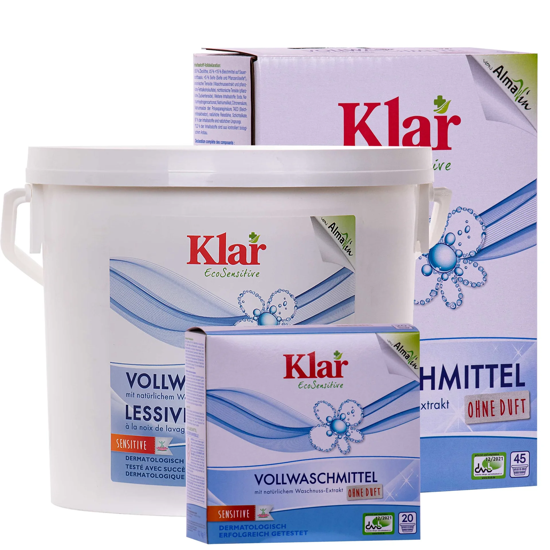 "KLAR Vollwaschmittel Pulver mit natürlichem Waschnuss-Extrakt in verschiedenen Größengebinden image"