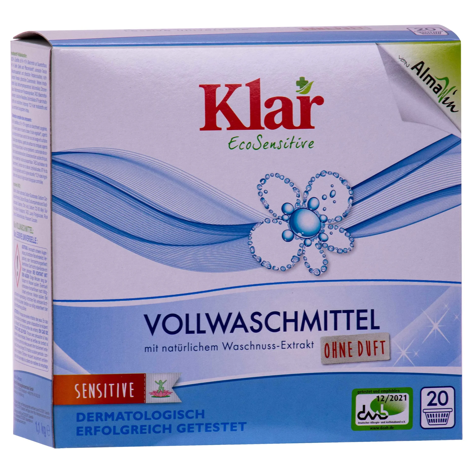 "KLAR Vollwaschmittel Pulver 1,1kg mit natürlichem Waschnuss-Extrakt image"