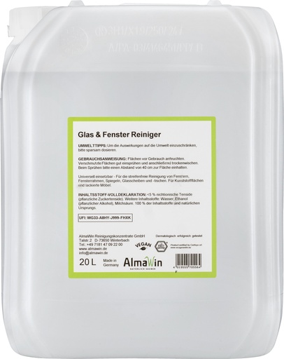 "ALMAWIN Glas- und Fensterreiniger 20 Liter image"