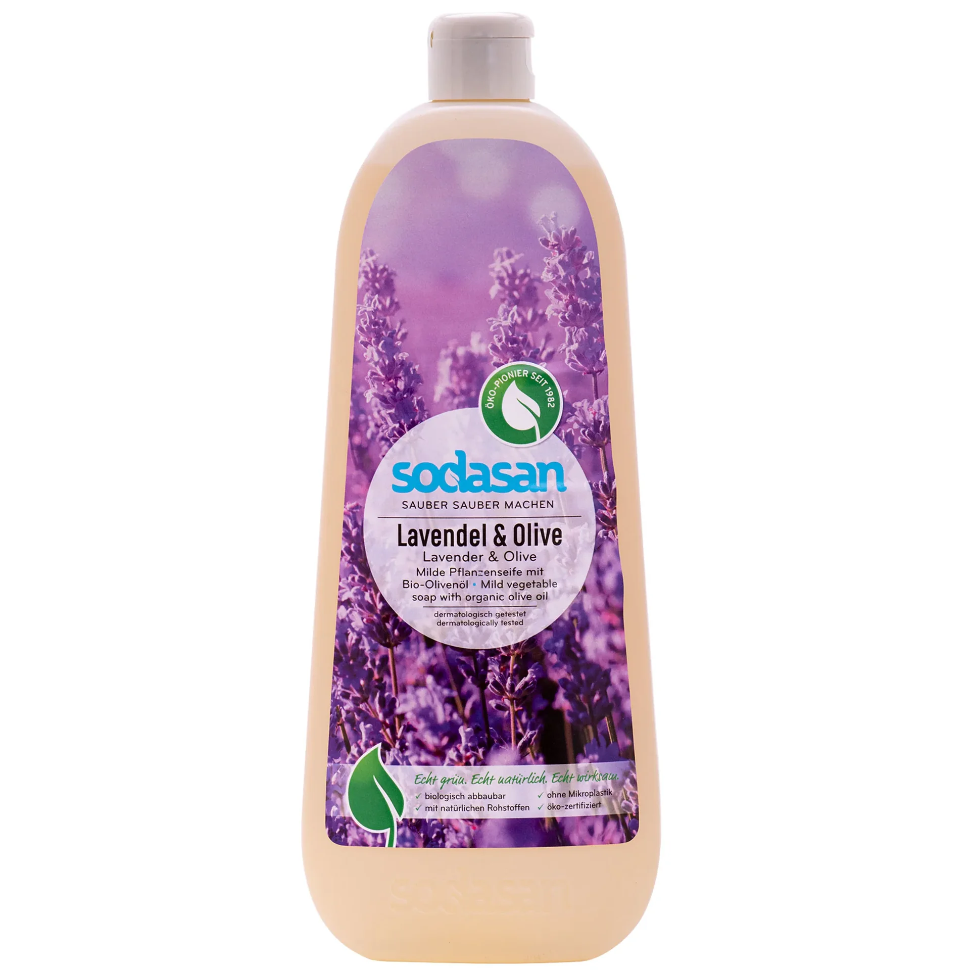 "SODASAN Flüssigseife Liquid Lavendel-Olive 1 Liter Pflanzenseife image"