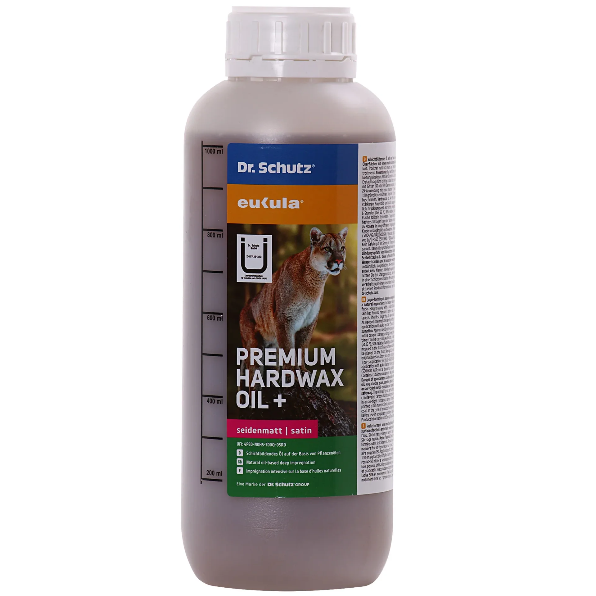 "DR. SCHUTZ Premium HardWax Öl+ seidenmatt 1 Liter reicht für 10 m² image"