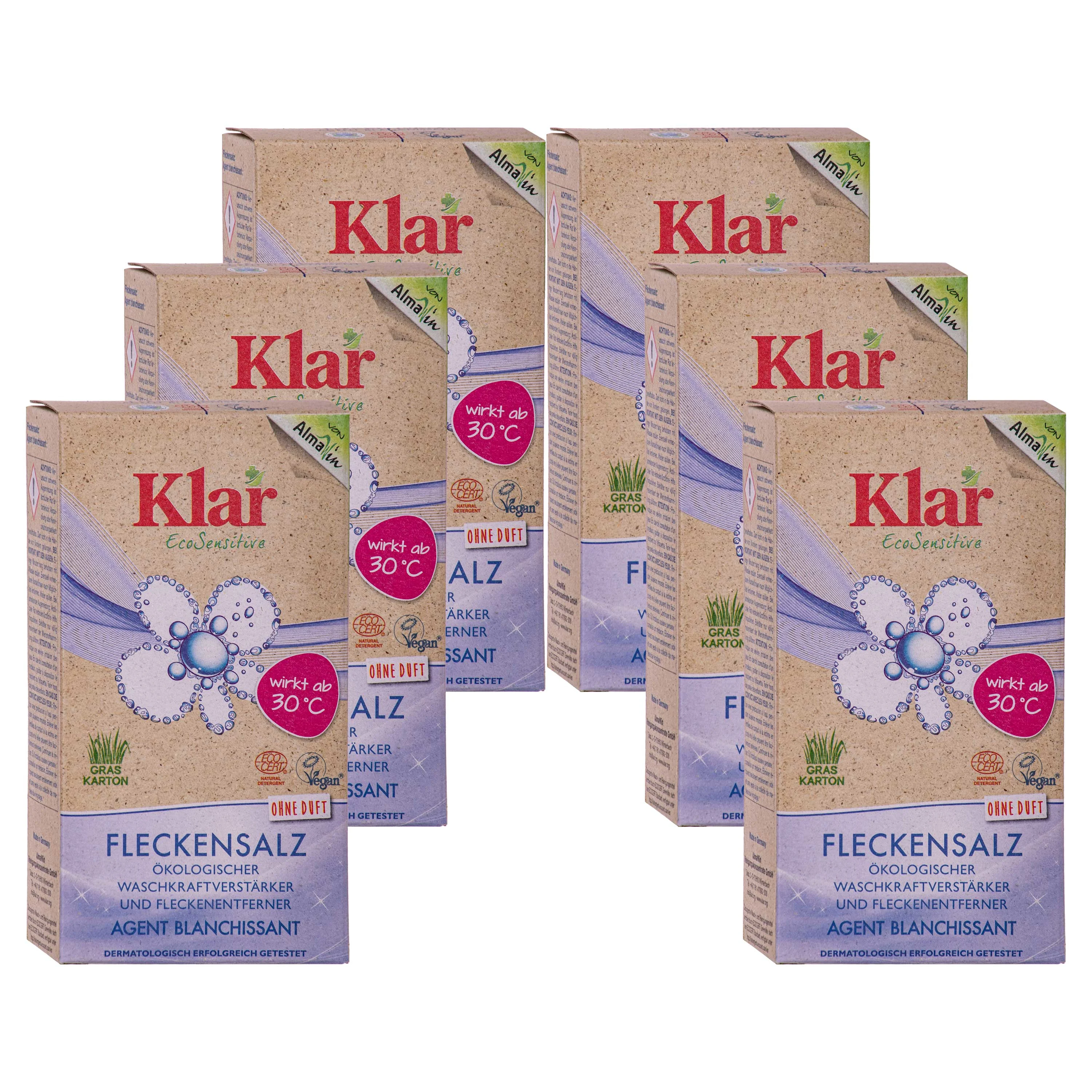 KLAR Fleckensalz 400 g x 6 gegen Flecken ohne Duft